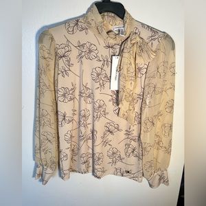 Calvin Klein beige floral blouse (new with tag)